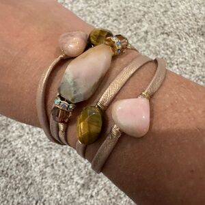 Rachel Abroms Leather cord bracelet with gem stones